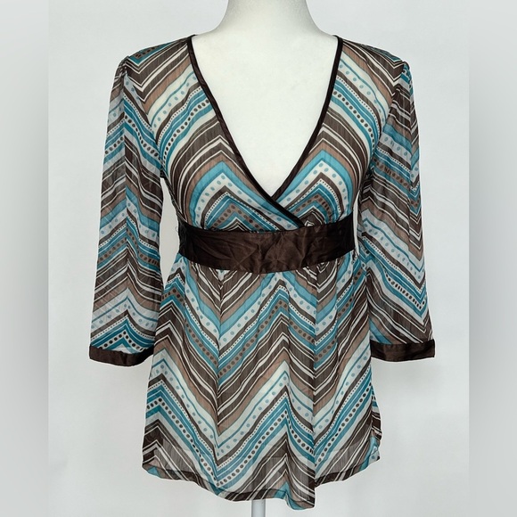 Women’s Vintage Y2K babydoll Fairygoth Teal and Chocolate shear Top size small - Picture 1 of 7